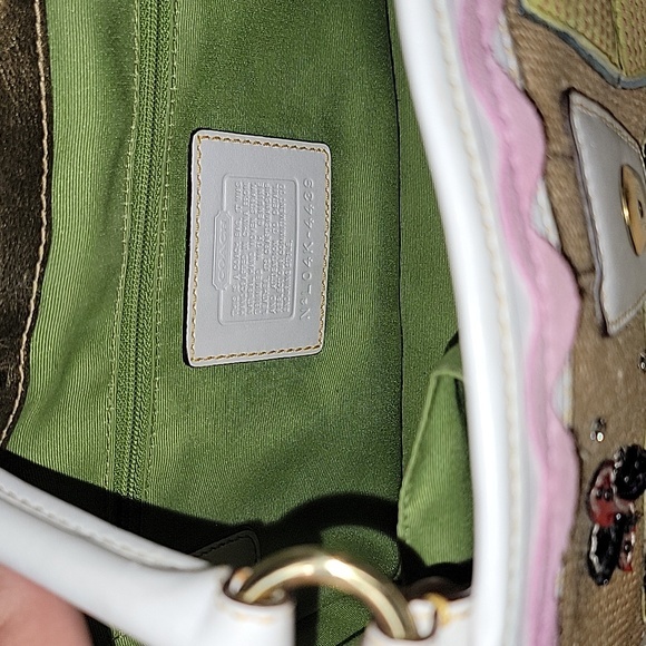 COACH EUC Ltd Edition Leafy 🐞 Straw Leather Tote Bag & 🐝Writslet ❤️ - Picture 7 of 16